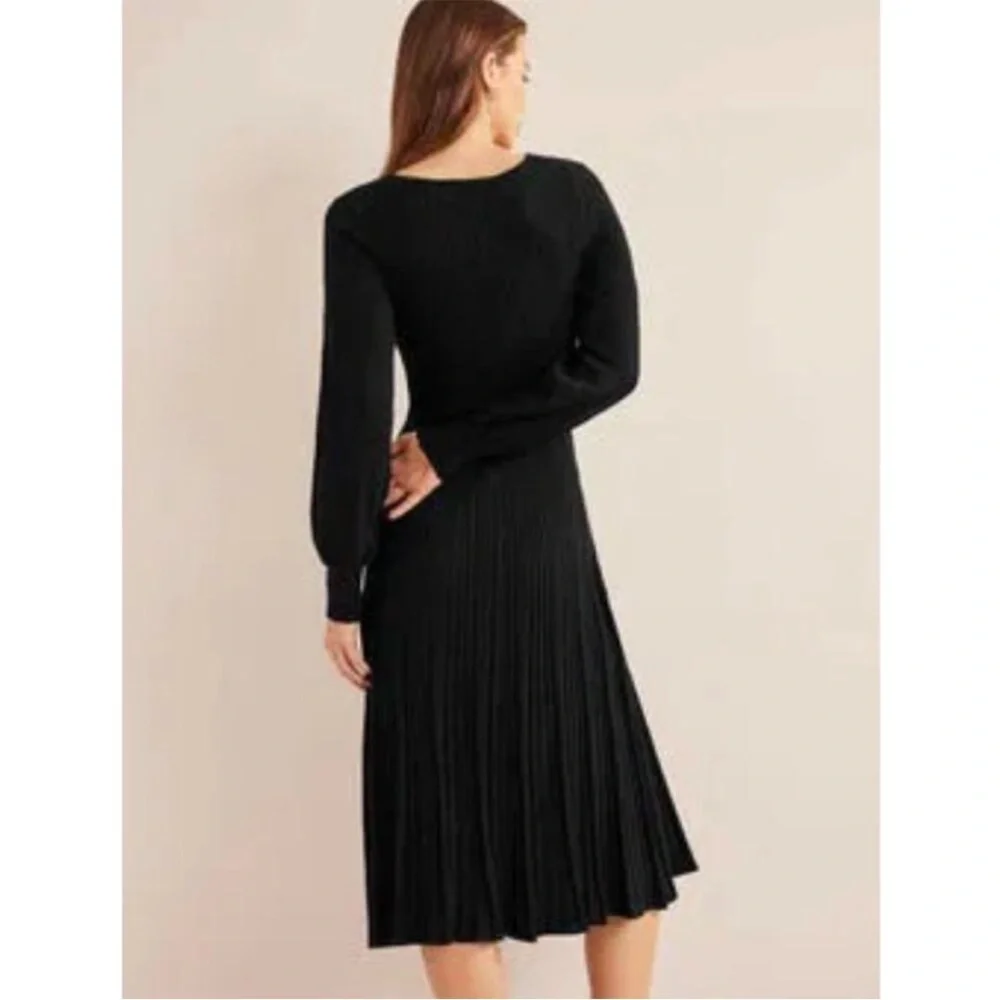 Boden Twist Front Knitted Midi Dress Black Cable Knit Long Sleeve Size 16 18 NWT